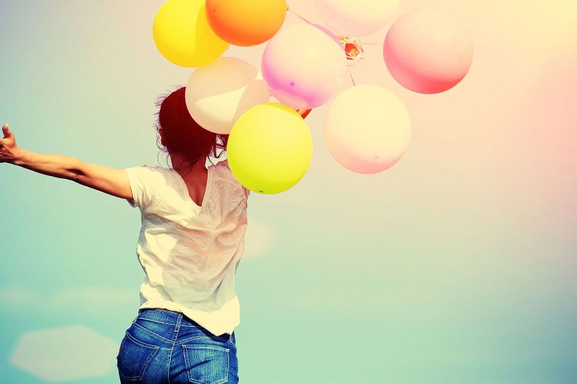 Person Running with Balloons Person Running with Balloons